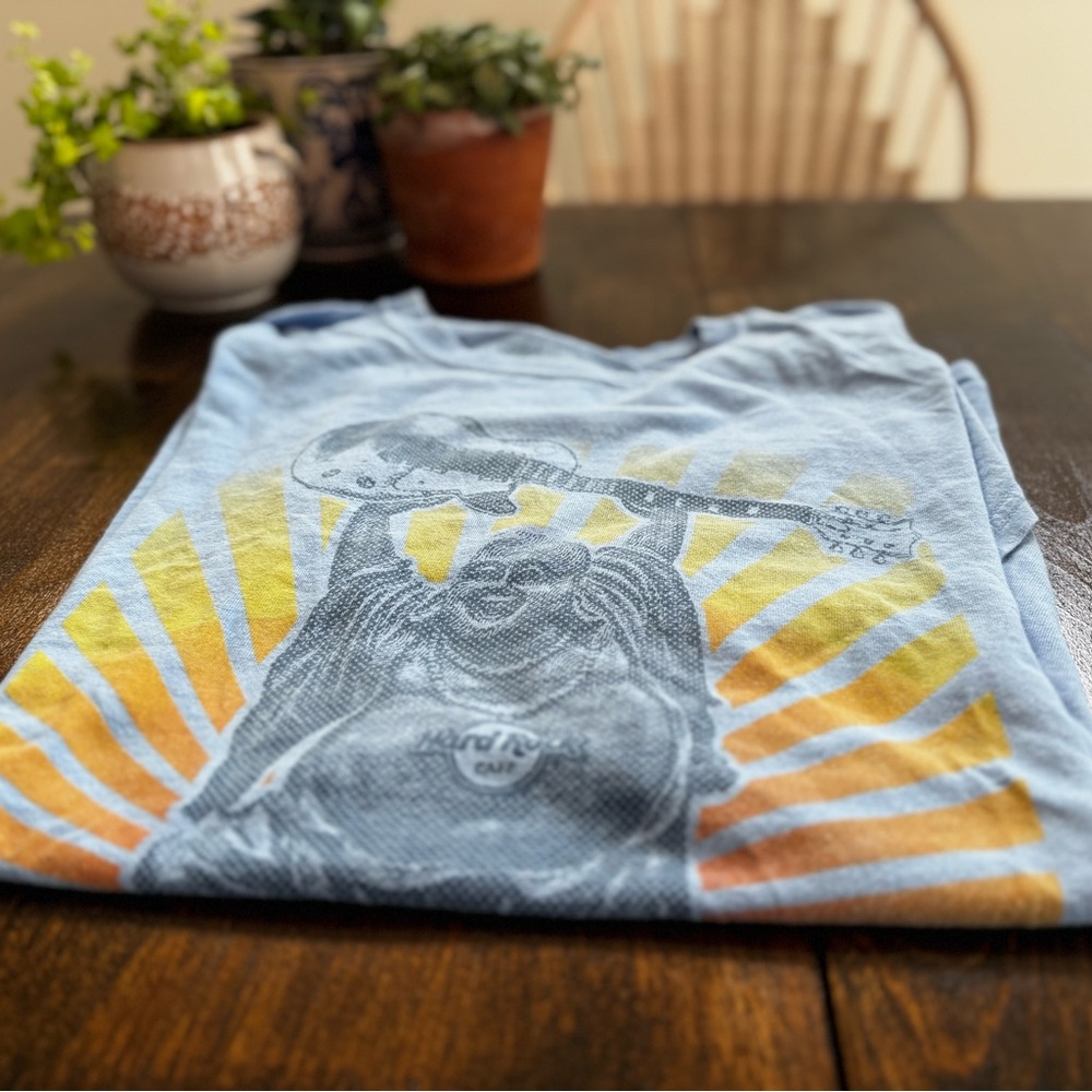 Hard Rock Cafe Montego Bay Tee XL | Buddha Guitar Graphic | Vintage Paint Patina